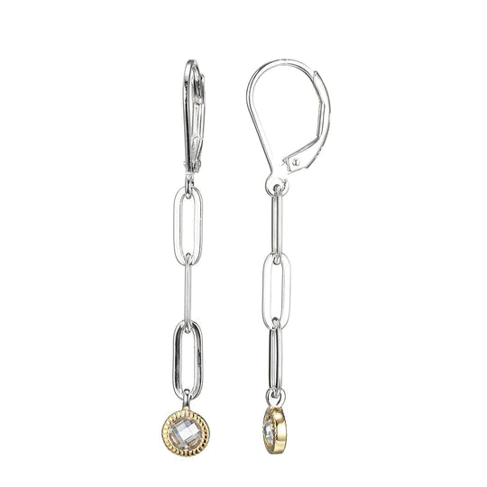 Charles Garnier Sterling Silver Paperclip Chain Drop Earrings