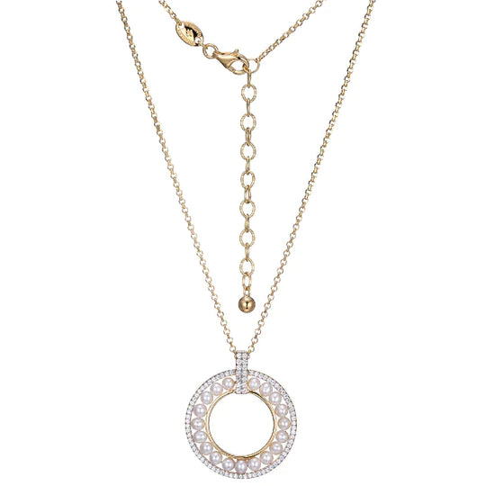 Charles Garnier Pearl Elegance CZ Circle Pendant Necklace