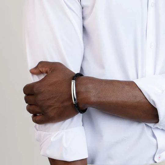 Phillip Gavriel Leather Bar Bracelet With Blue Saphire