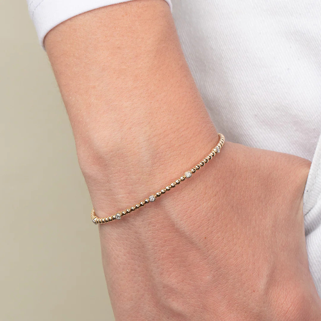 Phillip Gavriel 14k rose gold Popcorn Bead Cuff With Diamonds