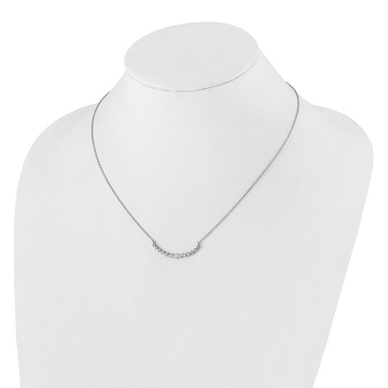 14k White Gold Diamond Curved Bar Necklace