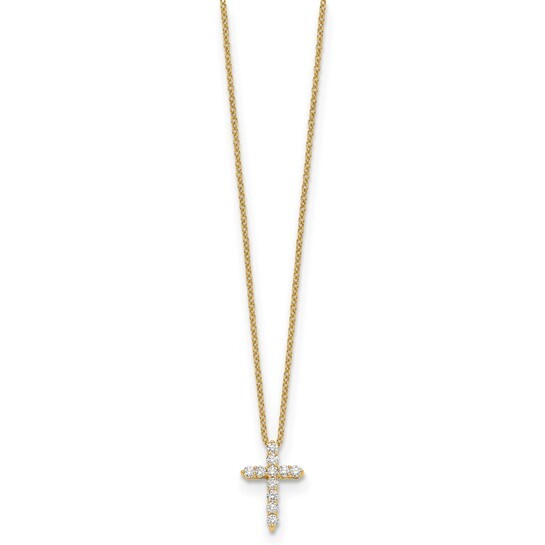 14k White Gold Diamond Cross Necklace