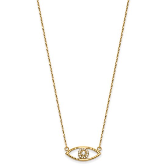 14k yellow gold Small Necklace with Diamond Evil Eye