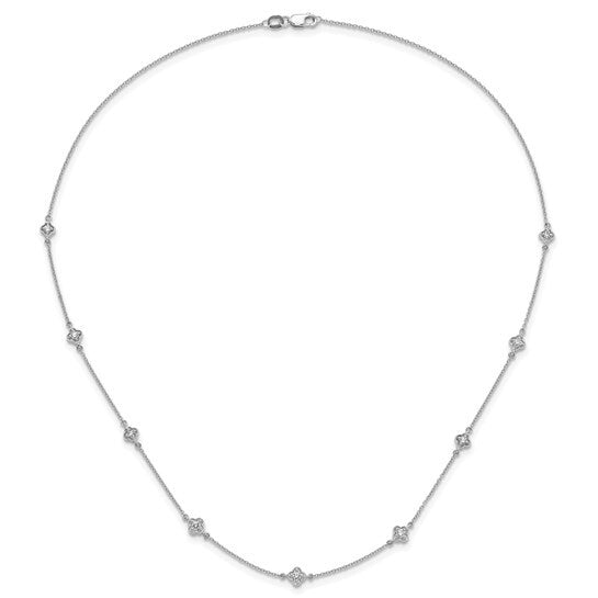 14k White Gold Diamond Multi Station Necklace