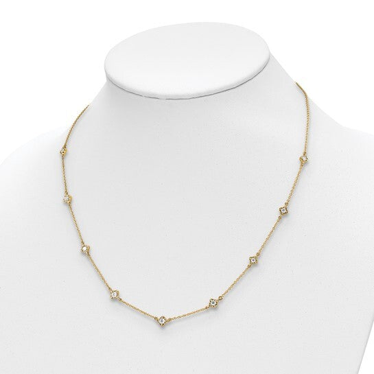 14k White Gold Diamond Multi Station Necklace