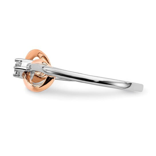 14k Two-tone White and Rose Infinity Diamond Ring