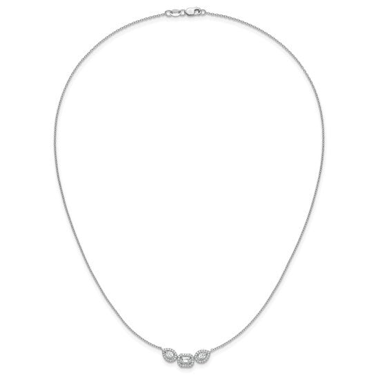 14K White Gold Lab Grown Diamond VS 3-stone Necklace
