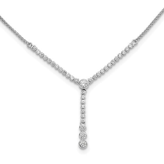 14K White Gold Lab Grown VS Y-design Tennis Style Bolo Necklace