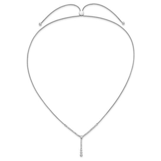14K White Gold Lab Grown VS Y-design Tennis Style Bolo Necklace