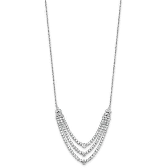14K White Gold Lab Grown Diamond VS Triple Layer Necklace