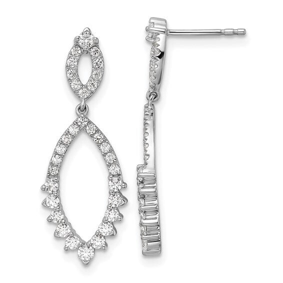 14K White Gold Lab Grown Diamond VS Teardrop Post Dangle Earrings