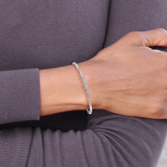 14K White Gold Lab Grown Diamond VS Adjustable Bracelet