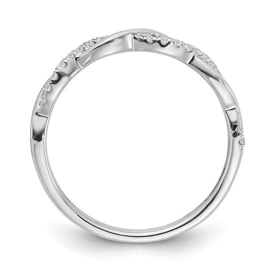 14K White Gold Lab Grown Diamond VS Twist Design Wedding Band