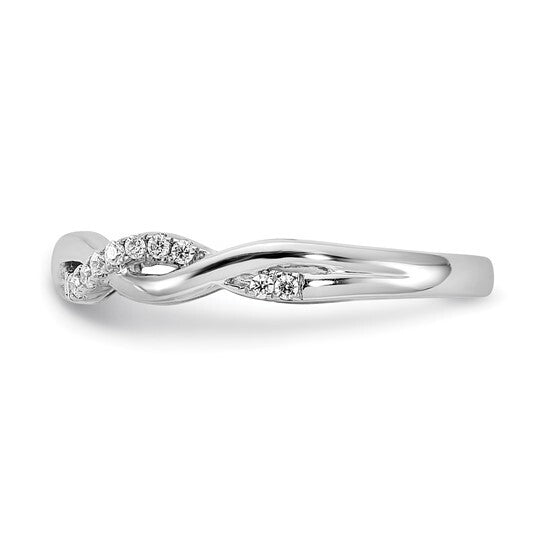 14K White Gold Lab Grown Diamond VS Twist Design Wedding Band