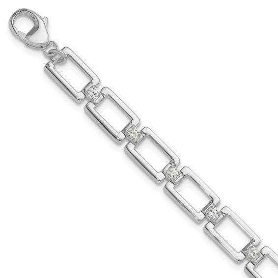 True Origin 14k White Gold Lab Grown Diamond VS Fancy Link Bracelet