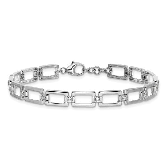 True Origin 14k White Gold Lab Grown Diamond VS Fancy Link Bracelet