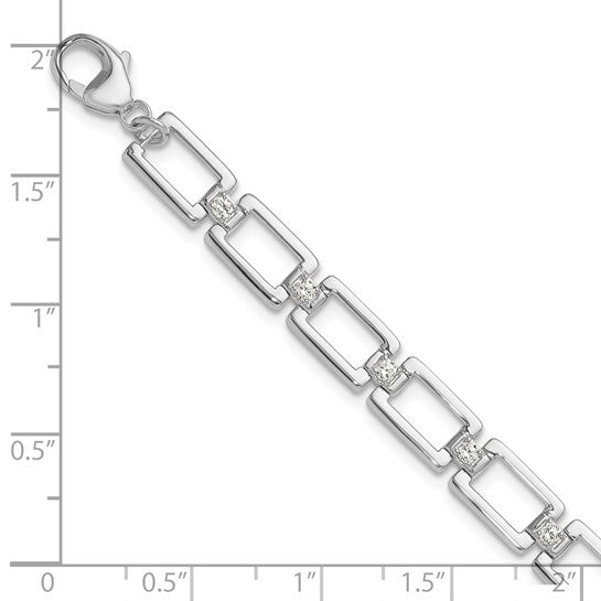 True Origin 14k White Gold Lab Grown Diamond VS Fancy Link Bracelet