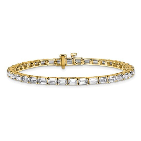 14K yellow Lab Grown Diamond VS Emerald Tennis Bracelet
