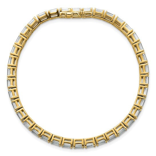 14K yellow Lab Grown Diamond VS Emerald Tennis Bracelet