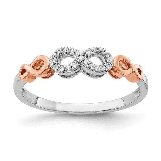 14k Rose Gold with White Rhodium Diamond Infinity Ring