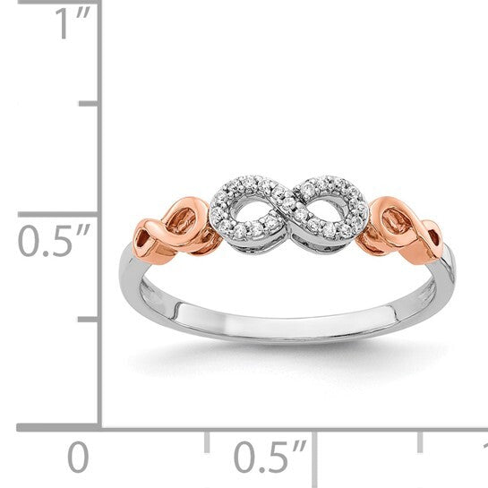 14k Rose Gold with White Rhodium Diamond Infinity Ring
