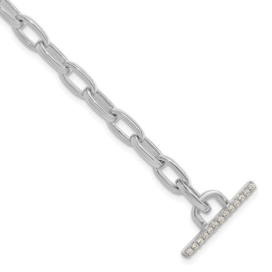 True Origin 14k White Gold Lab Grown Diamond VS D, 7 inch Toggle Bracelet