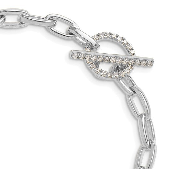 True Origin 14k White Gold Lab Grown Diamond VS D, 7 inch Toggle Bracelet