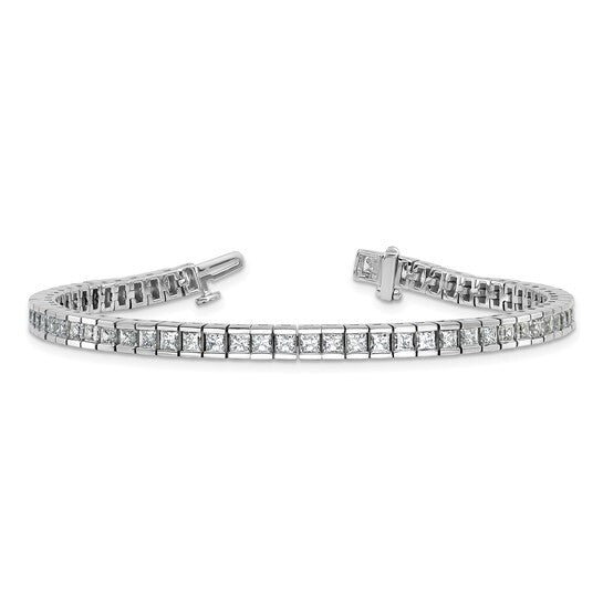 14K White Gold VS D Lab Grown Princess Diamond Tennis Bracelet