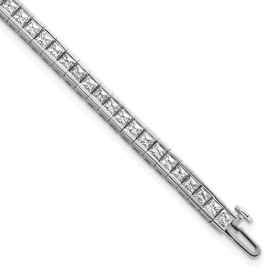 14K White Gold VS D Lab Grown Princess Diamond Tennis Bracelet