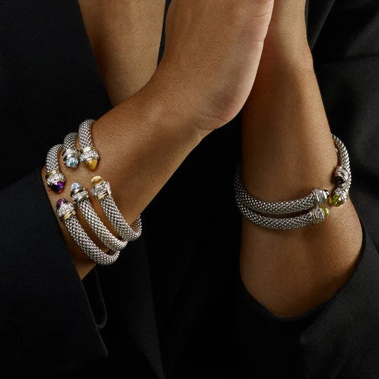 Phillip Gavriel Amethyst Popcorn silver & 18k gold Cuff