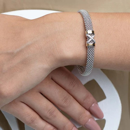 Phillip Gavriel silver & 18k gold Diamond Popcorn X