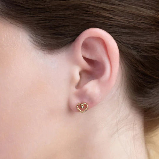 Phillip Gavriel 14k Gold Popcorn Heart diamond Earrings