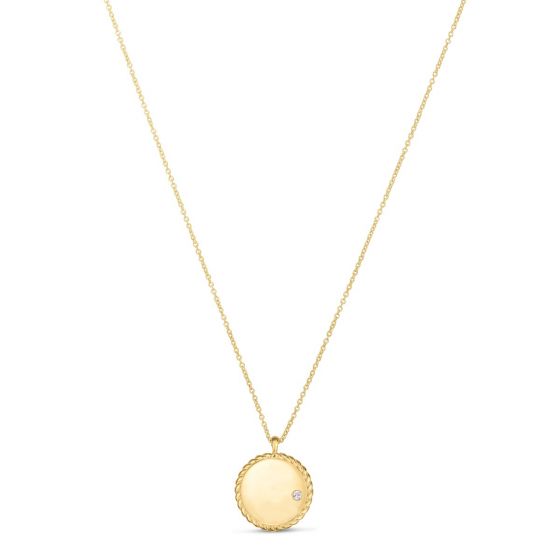 Phillip Gavriel 14k gold Diamond Plain Disc Necklace