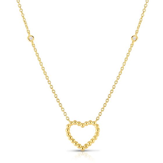 Phillip Gavriel 14k gold Popcorn Heart with diamonds Necklace