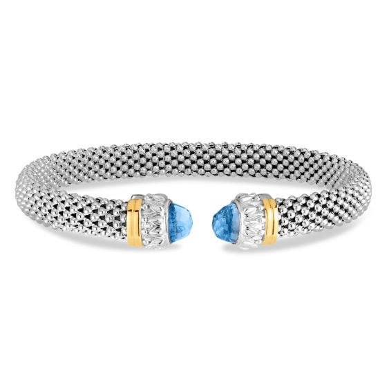 Phillip Gavriel Blue Topaz Popcorn silver & 18k gold Cuff