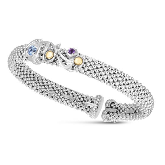 Phillip Gavriel silver Baroque Cuff with Gemstones & 18K Gold