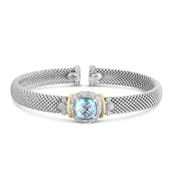 Phillip Gavriel Popcorn silver & 18k gold Blue Topaz Cuff