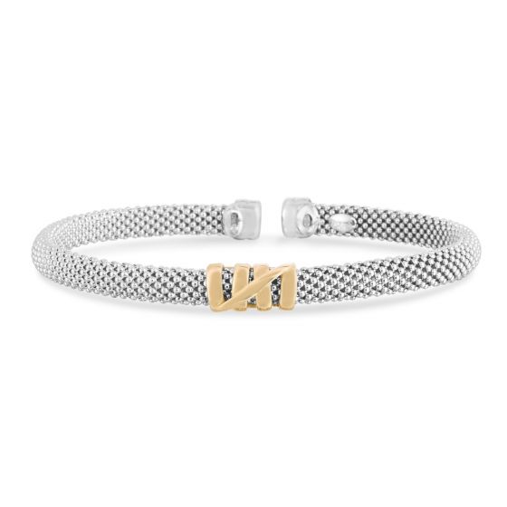 Phillip Gavriel Small silver & 18k yellow gold Tally Cuff Bracelet