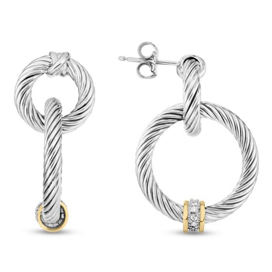 Phillip Gavriel Popcorn Diamond Circle Drop Earrings