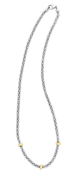Phillip Gavriel Popcorn silver & 18k Yellow gold Station Necklace