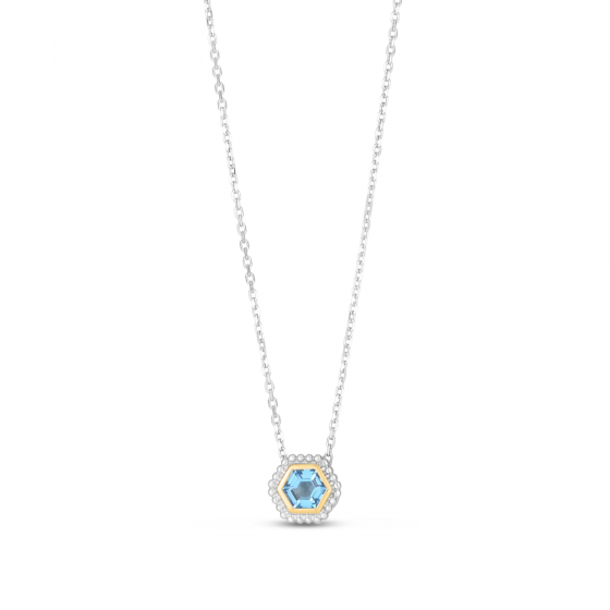 Phillip Gavriel Blue Topaz Popcorn Hexagon Necklace