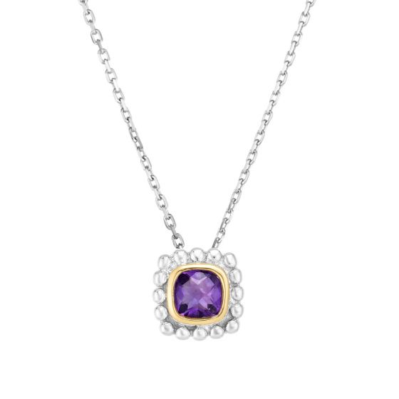 Phillip Gavriel Amethyst Popcorn silver & 18k gold Pendant