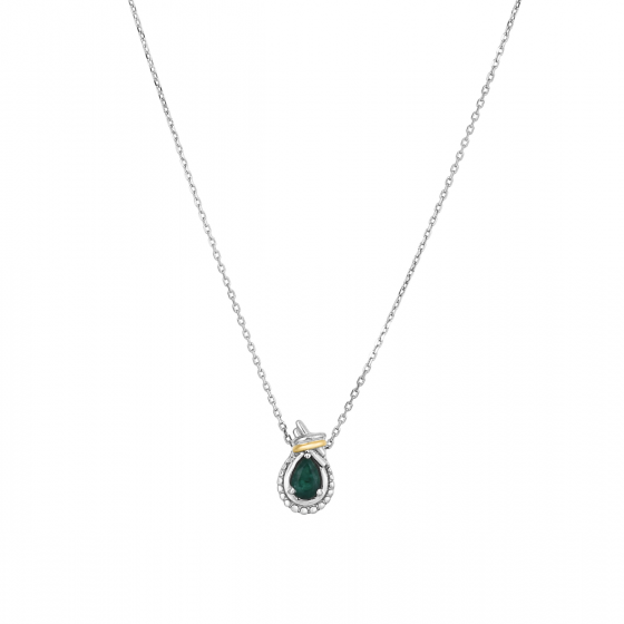 Phillip Gavriel Popcorn Love Knot Emerald Necklace
