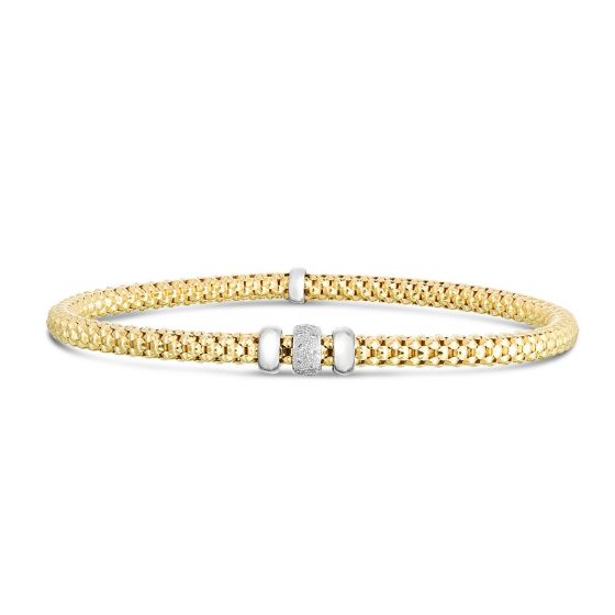 Phillip Gavriel Popcorn 14k gold Diamond Stretch Bracelet