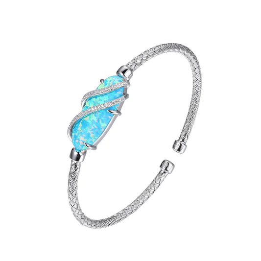 Charles Garnier Silver Mesh Cuff with Synthetic Blue Opal