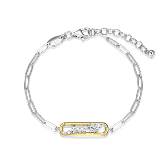 Charles Garnier Sterling Silver Cubic Zirconia Paperclip Bracelet