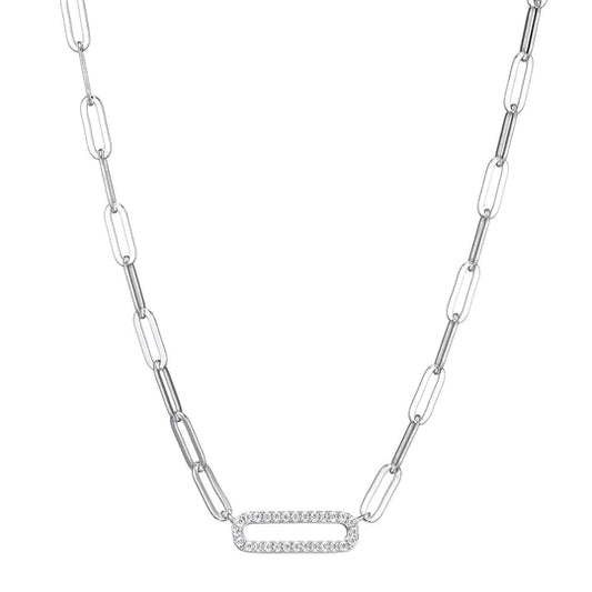 Charles Garnier Sterling Silver Paperclip Chain Necklace