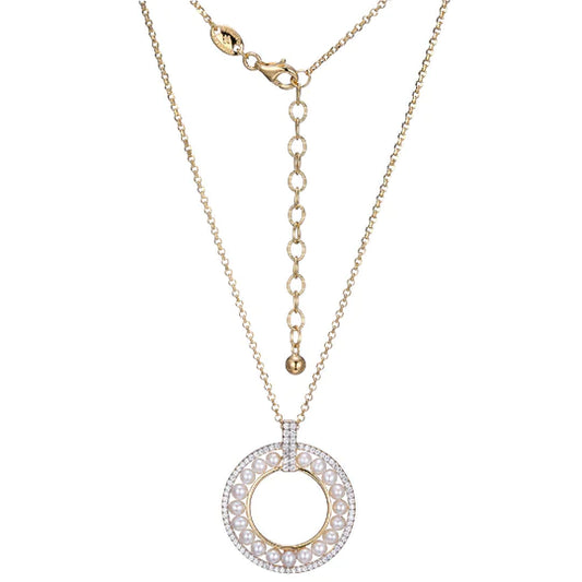 Charles Garnier Pearl Elegance CZ Circle Pendant Necklace