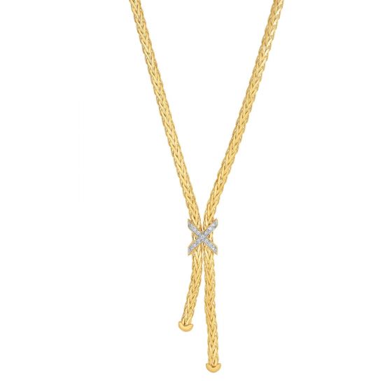 Phillip Gavriel Woven Lariat X Diamond Necklace