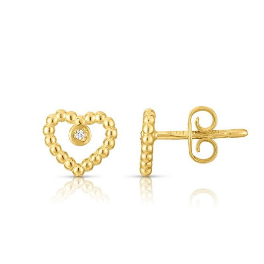 Phillip Gavriel 14k Gold Popcorn Heart diamond Earrings